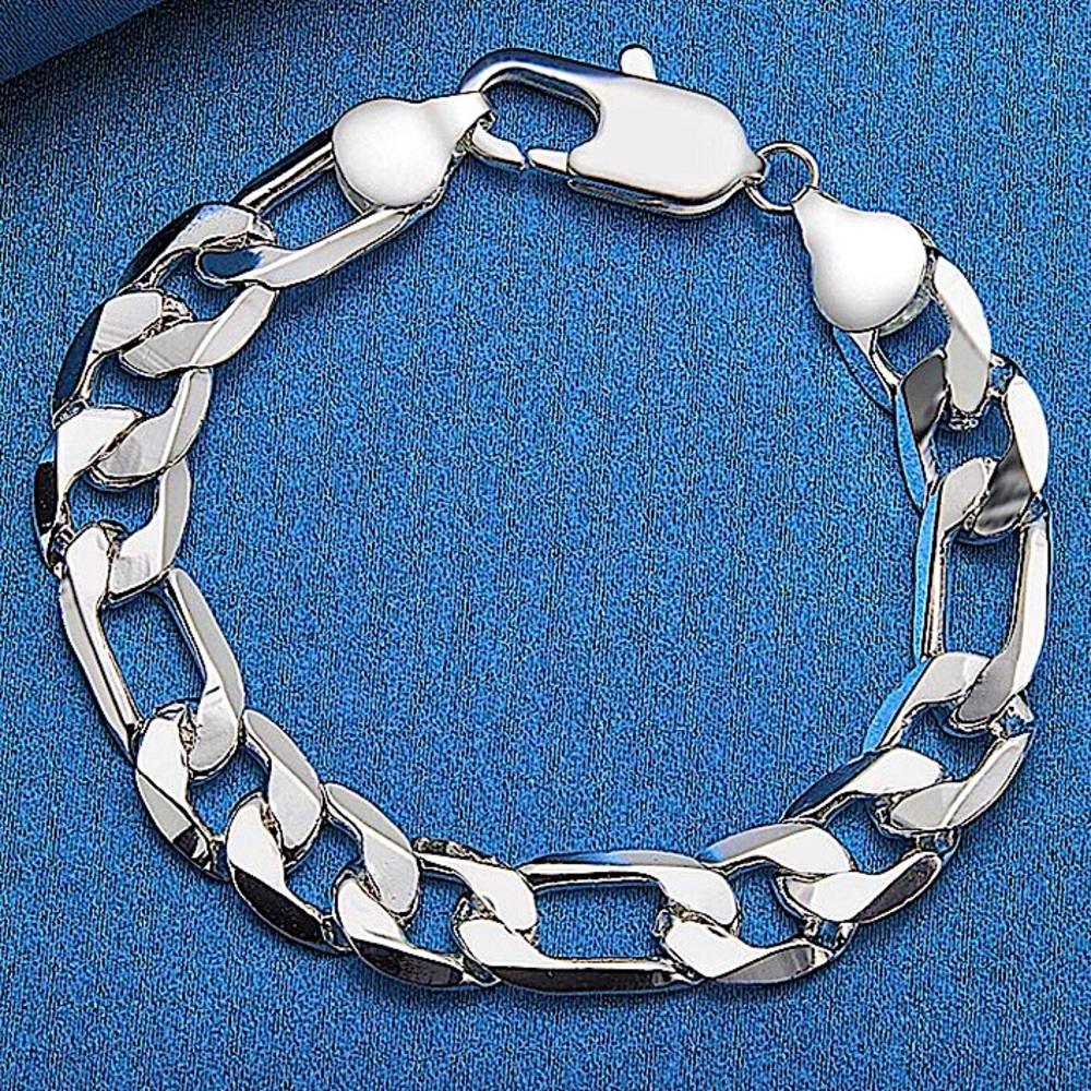 Sterling Silver Figaro 12mm Bracelet